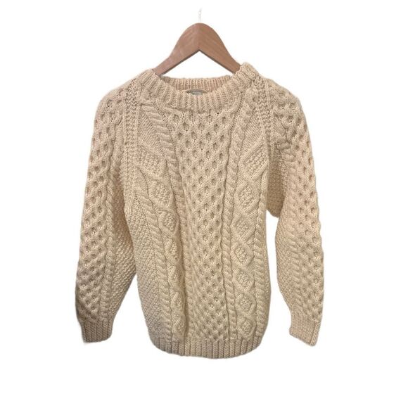 Hand knitted 100% wool Irish sweater - Picture 3 of 3